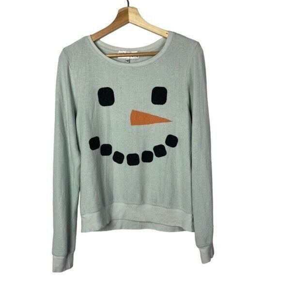 Wildfox Icy Blue Frosty Face Long Sleeve Pullover Sweatshirt S - Picture 2 of 4